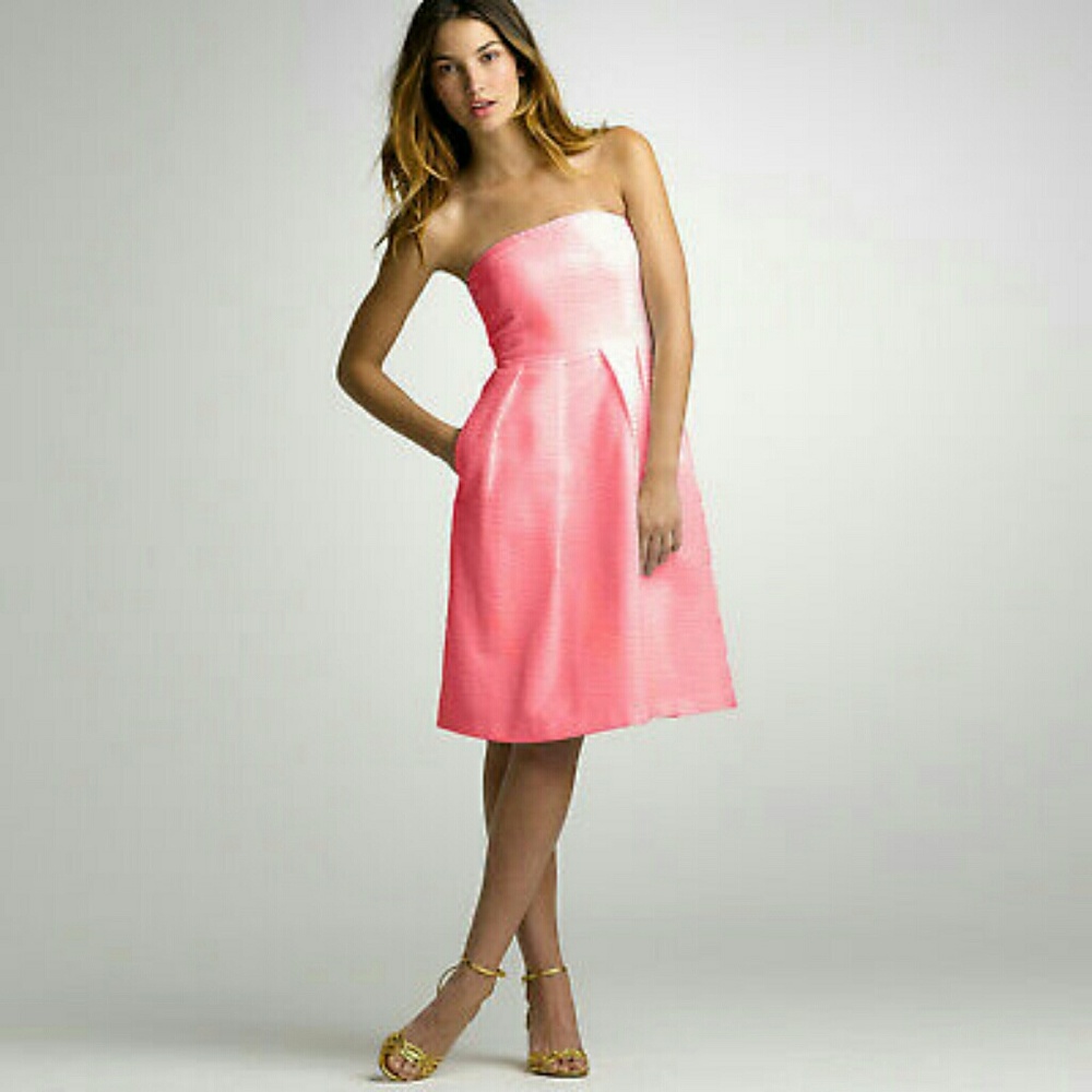 J Crew strapless cotton Lorelei dress dusty rose